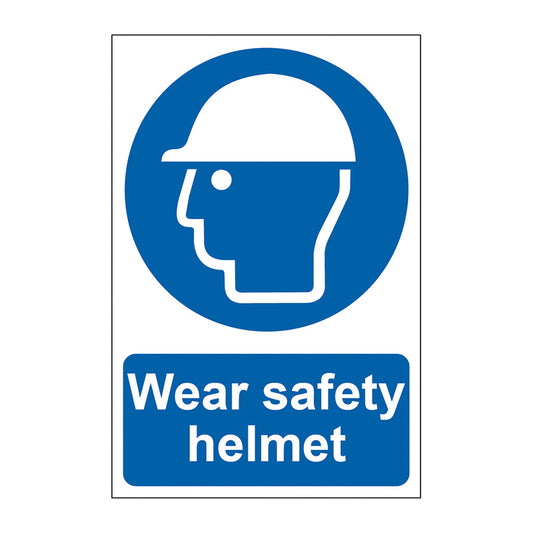Spectrum Industrial Wear Safety Helmet sign, Self Adhesive Rigid PP 200 x 300mm (0001)