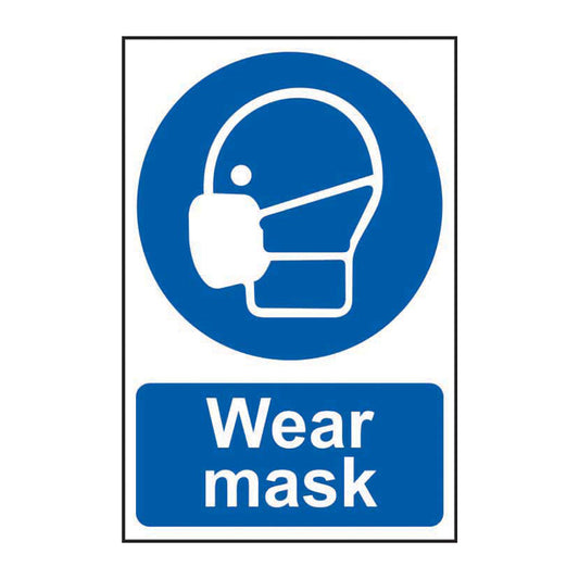 Spectrum Industrial Wear Mask sign, Self Adhesive Rigid PP 200 x 300mm (0010)