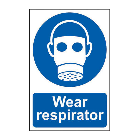 Spectrum Industrial Wear Respirator sign, Self Adhesive Rigid PP 200 x 300mm (0013)