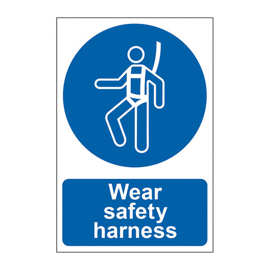 Spectrum Industrial Wear Safety Harness sign, Self Adhesive Rigid PP 200 x 300mm (0014)