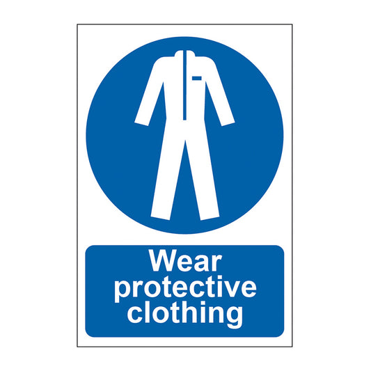 Spectrum Industrial Wear Protective Clothing sign, Self Adhesive Rigid PP 200 x 300mm (0015)