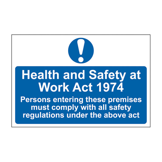 Spectrum Industrial Health & Safety at Work Act 1974 sign, Self Adhesive Rigid PP 300 x 200mm (0019)