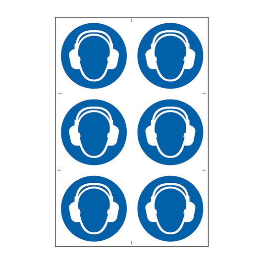 Spectrum Industrial Ear Protection Symbols sign, Self Adhesive Rigid PP 200 x 300mm (0028)