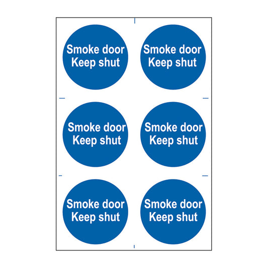 Spectrum Industrial Smoke Door Keep Shut sign, Self Adhesive Rigid PP 200 x 300mm (0155)