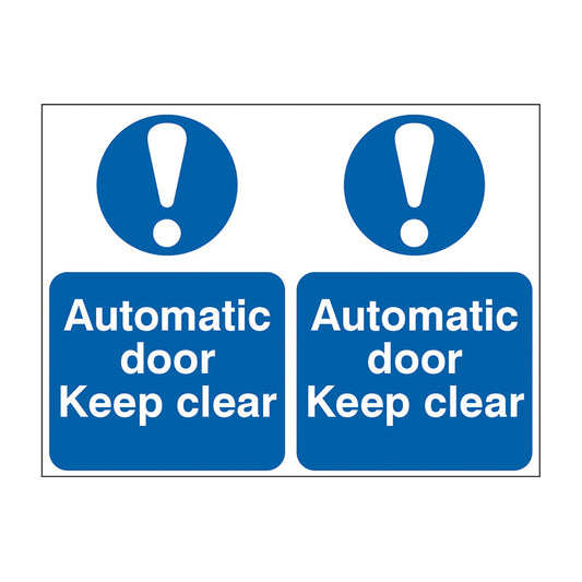 Spectrum Industrial Automatic Door Keep Clear sign, Self Adhesive Rigid PP 300 x 200mm (0156)