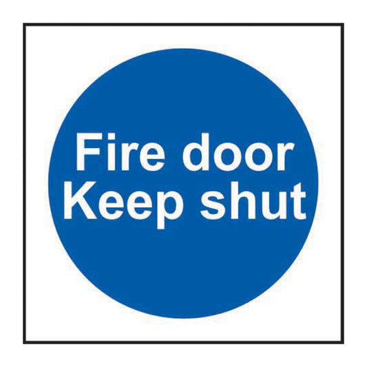 Spectrum Industrial Fire Door Keep Shut sign, 1.2mm Rigid PP 100 x 100mm (11325)