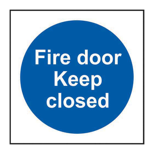 Spectrum Industrial Fire Door Keep Closed sign, Self Adhesive Vinyl 100 x 100mm (11340)