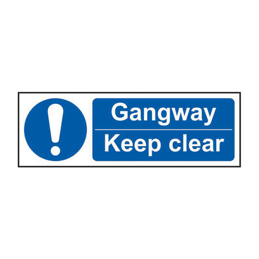 Spectrum Industrial Gangway Keep Clear sign, 1.2mm Rigid PP 300 x 100mm (11365)