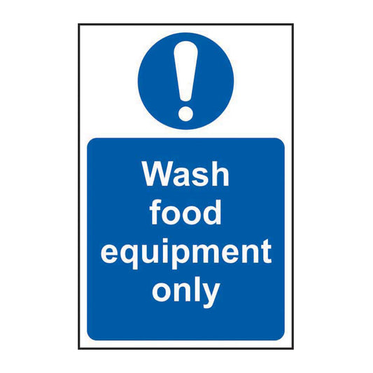 Spectrum Industrial Wash Food Equipment Only sign, Self Adhesive Vinyl 200 x 300mm (11474)