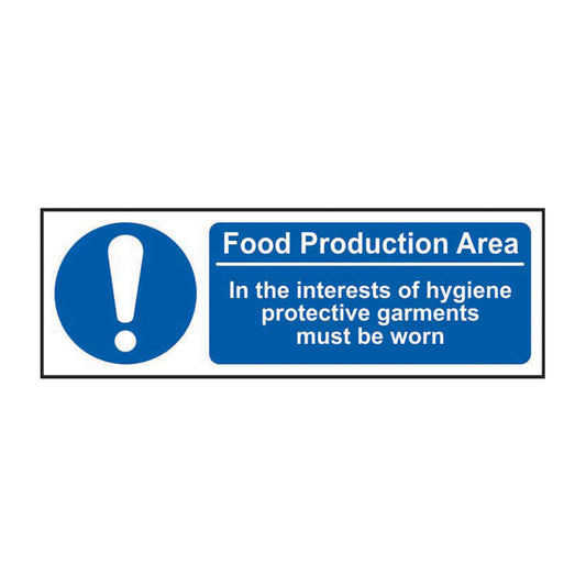 Spectrum Industrial This Is a Food Production Area. in the Interests of Hygiene sign, Self Adhesive Vinyl 300 x 100mm (11492)