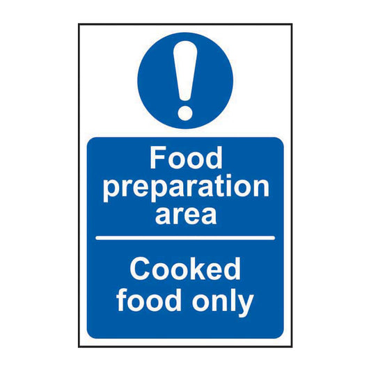 Spectrum Industrial Foor Preparation Area Cooked Food Only sign, Self Adhesive Vinyl 150 x 100mm (11502)