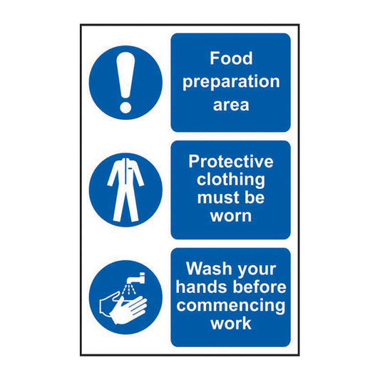 Spectrum Industrial This Is a Food Production Area / Protective Clothing Must Be sign, Self Adhesive Vinyl 200 x 300mm (11504)