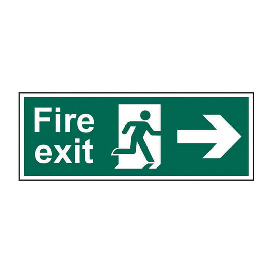 Spectrum Industrial Fire Exit (Man Arrow Right) sign, 1.2mm Rigid PP 400 x 150mm (12001)