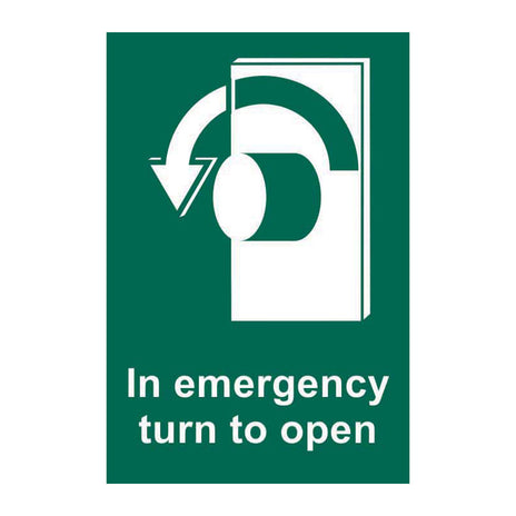 Spectrum Industrial In Emergency Turn to Open (Left) Sign 12034
