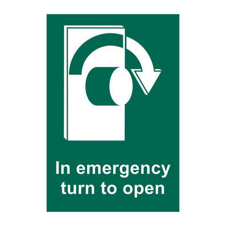 Spectrum Industrial In Emergency Turn to Open (Right) Sign 12036