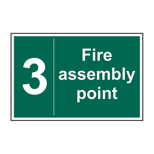 Spectrum Industrial Fire Assembly Point 3 sign, 1.2mm Rigid PP 600 x 400mm (12085)