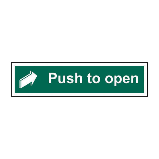 Spectrum Industrial Push to Open sign, Self Adhesive Vinyl 300 x 75mm (12142)