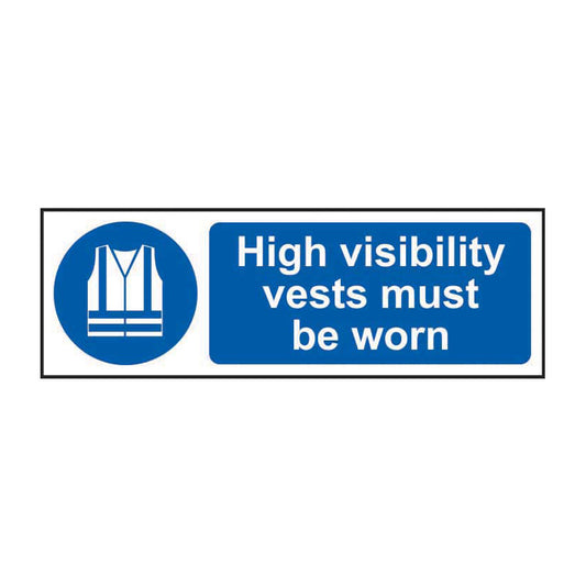 Spectrum Industrial Hi-vis Vests Must Be Worn sign, 1.2mm Rigid PP 600 x 200mm (12373)
