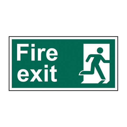 Spectrum Industrial Fire Exit (running Man Right) sign, Self Adhesive Vinyl 300 x 100mm (12581)