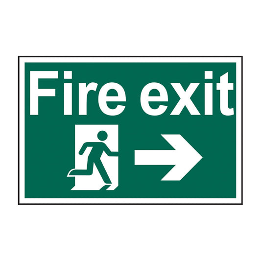 Spectrum Industrial Fire Exit Arrow Right sign, 1.2mm Rigid PP 300 x 200mm (13966)