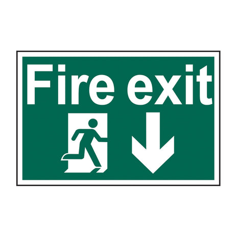 Spectrum Industrial Fire Exit Arrow Down Sign 13967