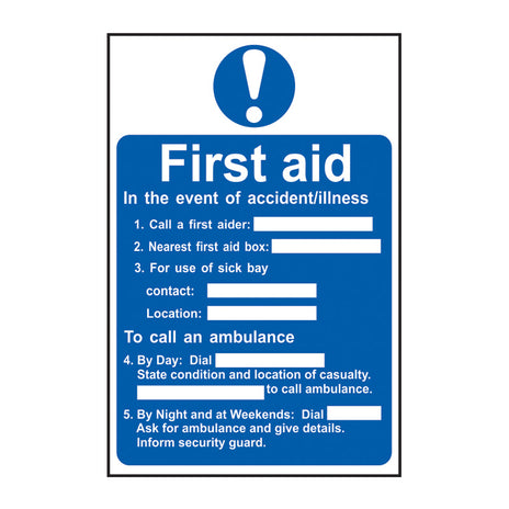 Spectrum Industrial First Aid Procedure Sign 0166