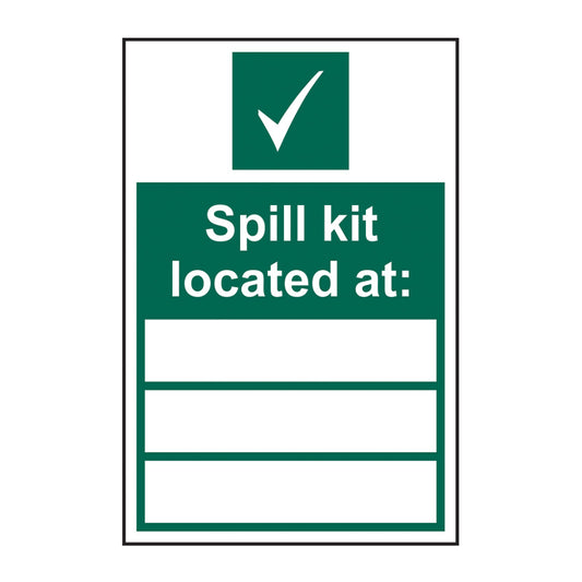 Spectrum Industrial Spill Kit Located At____ sign, Self Adhesive Vinyl 200 x 300mm (14329)