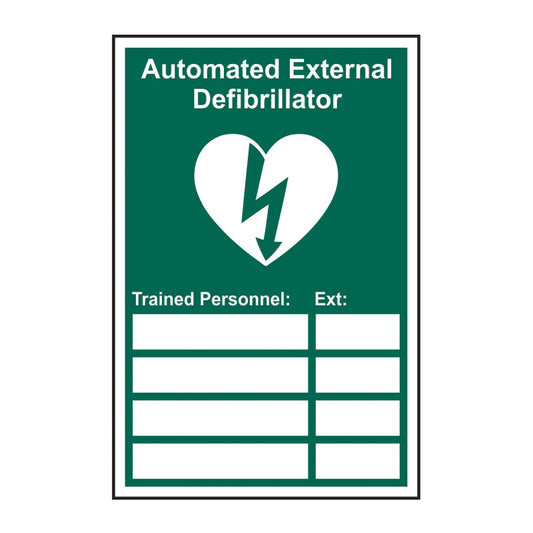 Spectrum Industrial Automated External Defibrillator Trained Personnel- PP (200 X 300mm) sign, Standard One Size (14649)