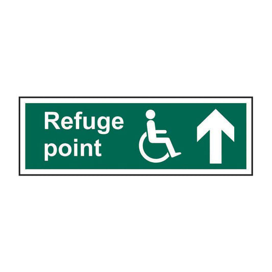 Spectrum Industrial Refuge Point Arrow Up sign, Self Adhesive Vinyl 300 x 100mm (14763)
