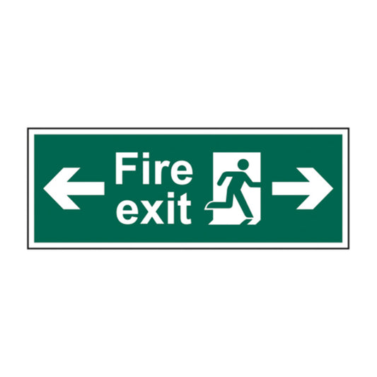 Spectrum Industrial Fire Exit Running Man Arrows Left & Right sign, FMX D/SIDED 450 x 150mm (14794)