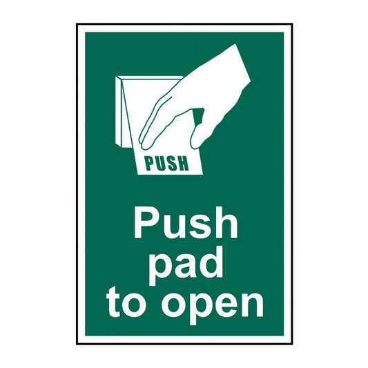 Spectrum Industrial Push Pad to Open sign, 1.2mm Rigid PP 100 x 150mm (14796)