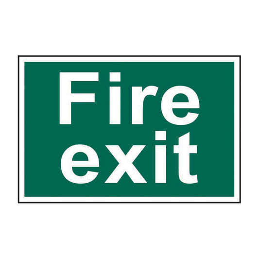 Spectrum Industrial Fire Exit (text Only) sign, Self Adhesive Rigid PP 300 x 200mm (1502)