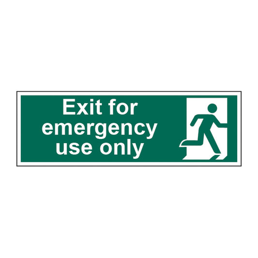 Spectrum Industrial Exit for Emergency Use Only sign, 1.2mm Rigid PP 450 x 150mm (15032)