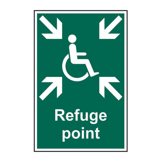 Spectrum Industrial Refuge Point sign, Self Adhesive Rigid PP 200 x 300mm (1539)