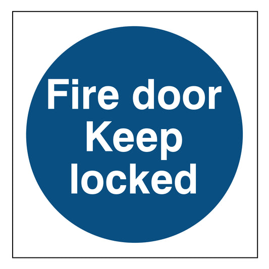 Spectrum Industrial Fire Door Keep Locked sign, 1.2mm Rigid PP 100 x 100mm (16356)