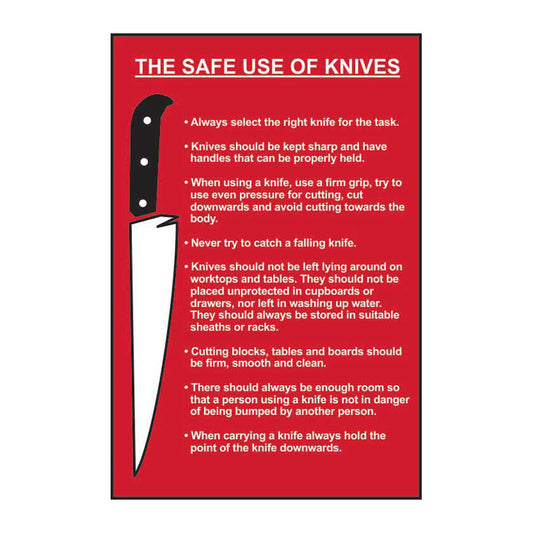 Spectrum Industrial The Safe Use of Knives (Information) sign, Self Adhesive Rigid PP 200 x 300mm (1680)