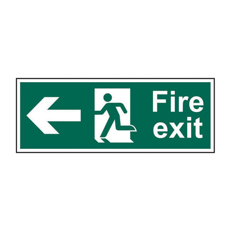 Spectrum Industrial Fire Exit Running Man Arrow Left SAPP (400 X 150mm) Sign 1685
