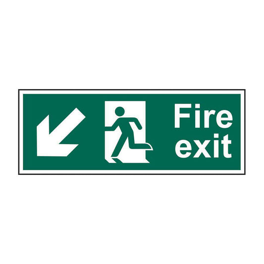 Spectrum Industrial Fire Exit Running Man Arrow Down/left SAPP (400 X 150mm) sign, Standard One Size (1687)