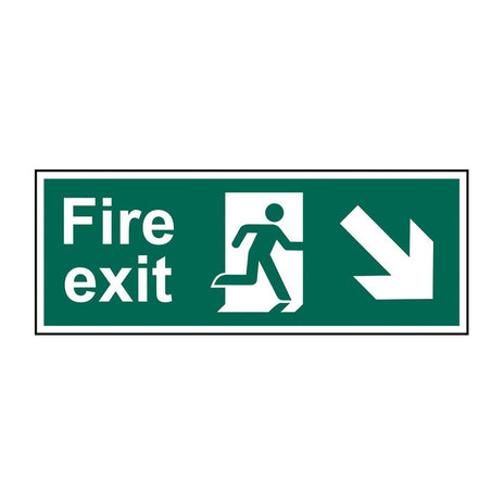 Spectrum Industrial Fire Exit Running Man Arrow Down/right SAPP (400 X 150mm) Sign 1690