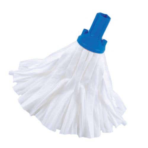 White spun lace socket mop head with blue socket, 150g