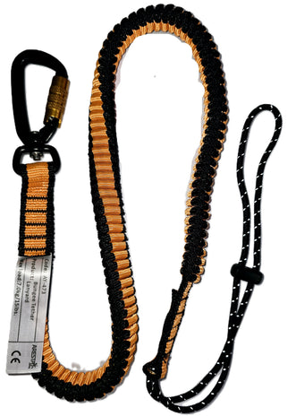 ARESTA Bungee Tether Lanyard, Dual-Action Carabiner - AY-473