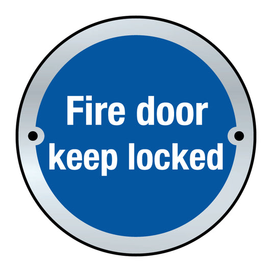 Spectrum Industrial 75mm Satin S/S Disc Fire Door Keep Locked (Pack of 2) sign, Standard One Size (SGN23P)