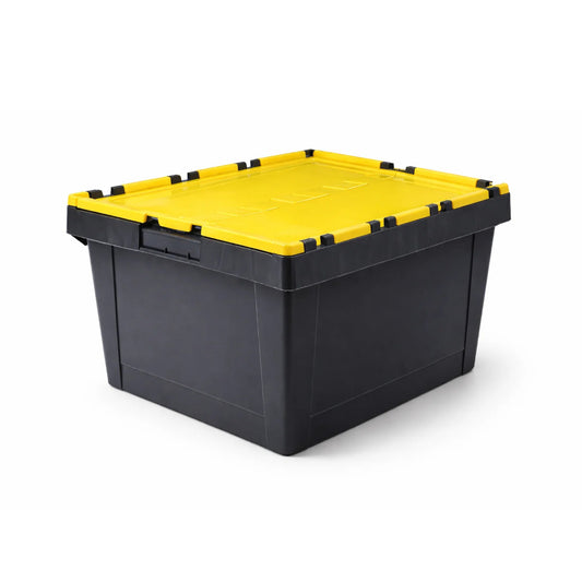 Stackable Storage Box 60 Litre Black with Yellow Lid