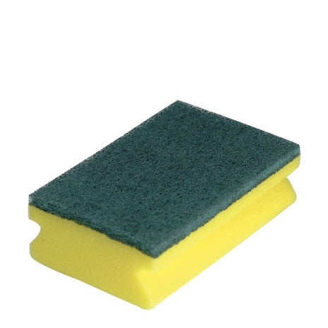 Yellow Sponge with Green Abrasive Scourer 14 x 9cm (Case of 10) (40139)