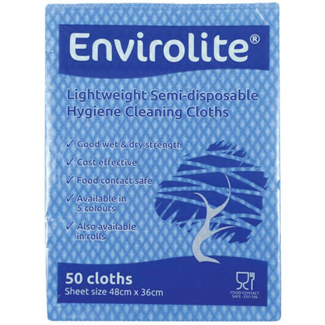 Envirolite Blue Food Safe Folded Cloths 40 x 36cm (Pack of 50) (40341)