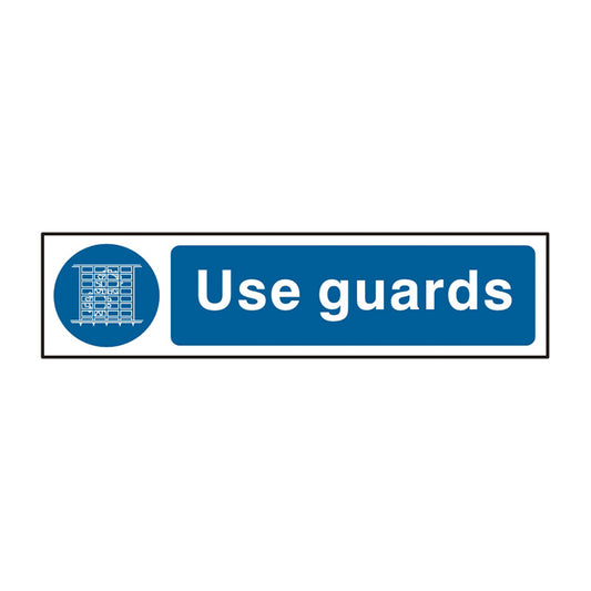 Spectrum Industrial Use Guards sign, Self Adhesive Rigid PP 200 x 50mm (5003)