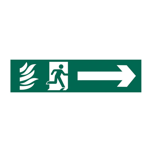 Spectrum Industrial Running Man Arrow Right sign, Self Adhesive Rigid PP 200 x 50mm (5200)
