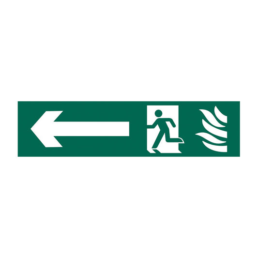 Spectrum Industrial Running Man Arrow Left sign, Self Adhesive Rigid PP 200 x 50mm (5201)