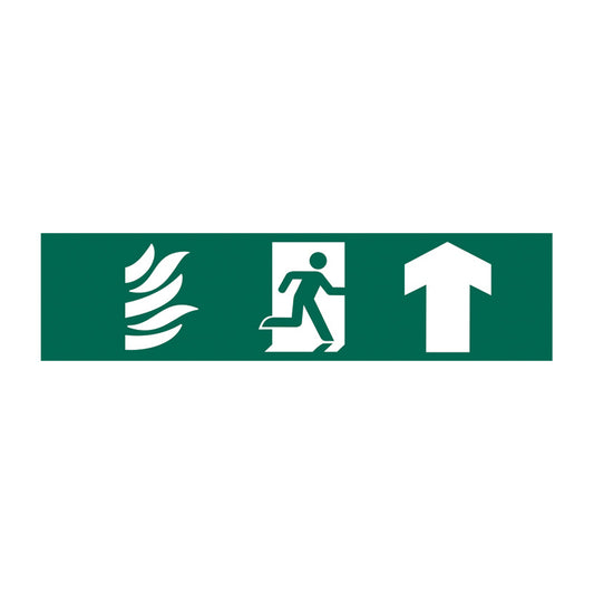 Spectrum Industrial Running Man Arrow Up sign, Self Adhesive Rigid PP 200 x 50mm (5202)