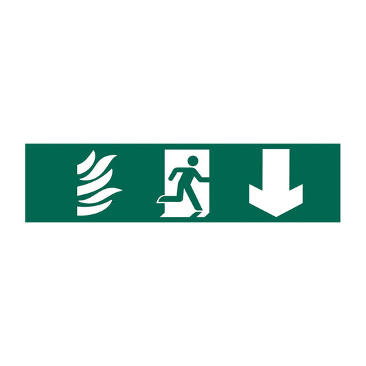 Spectrum Industrial Running Man Arrow Down sign, Self Adhesive Rigid PP 200 x 50mm (5203)